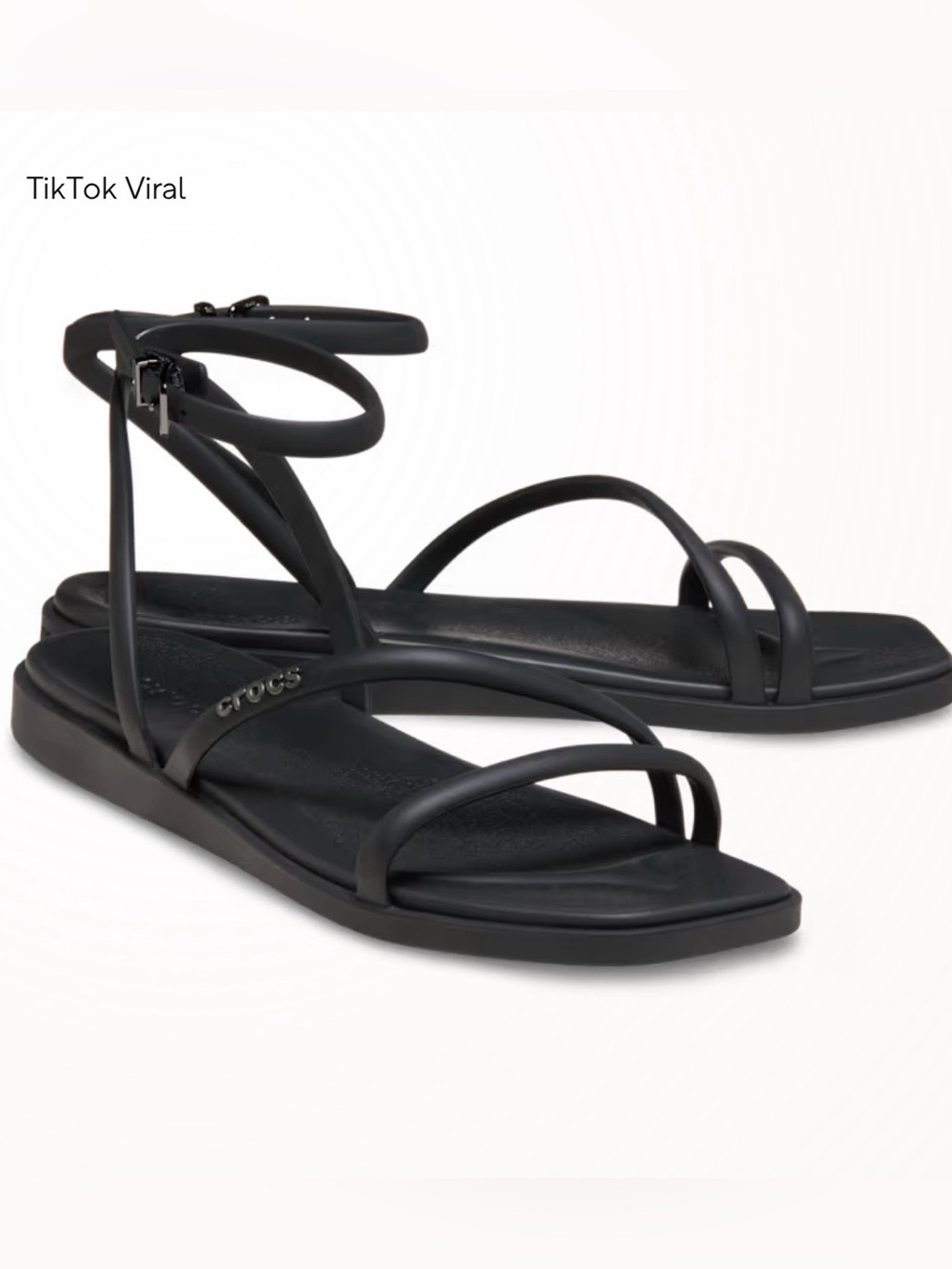 BNWT Crocs Women's Black Miami Ankle Strap Flat Sandals
